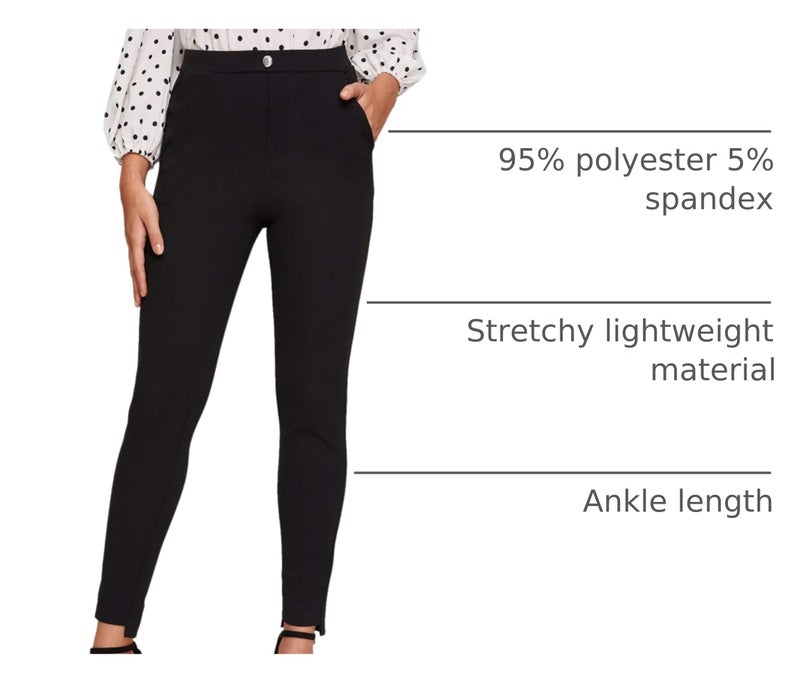 SweatyRocks Women's Casual Skinny Leggings Stretchy High Waisted Work Pants Elastic Waisted Black X-Large - Image 4